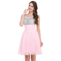 GK Sleeveless Short Beaded Pink Cocktail Dress CL7508-1